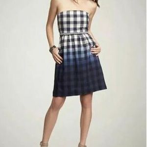 GAP buffalo plaid gingham strapless dress Sz 0